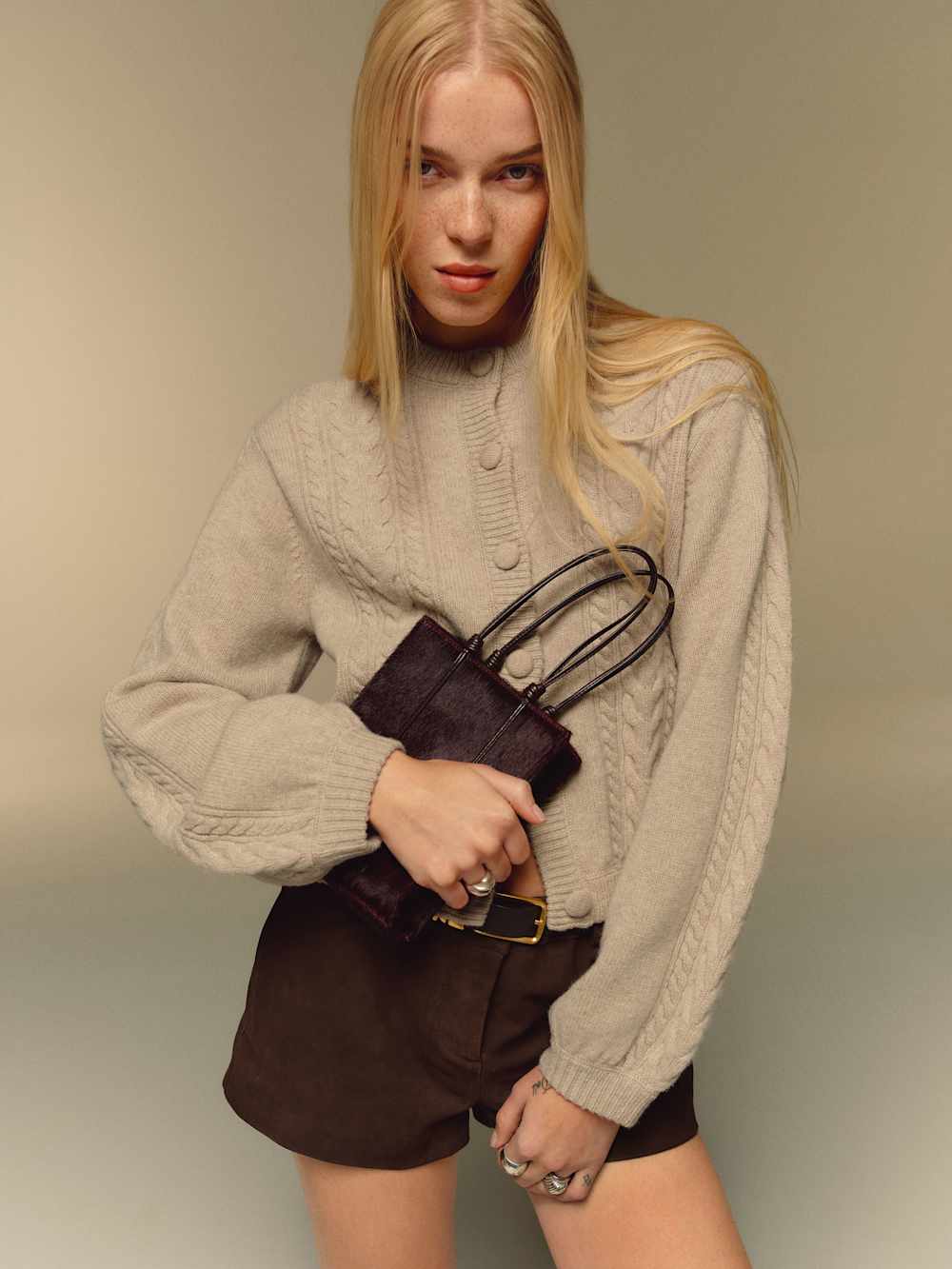 Cobel Regenerative Wool Cardigan - Linen Cable