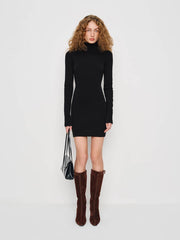 Helly Cashmere Turtleneck Dress - Black