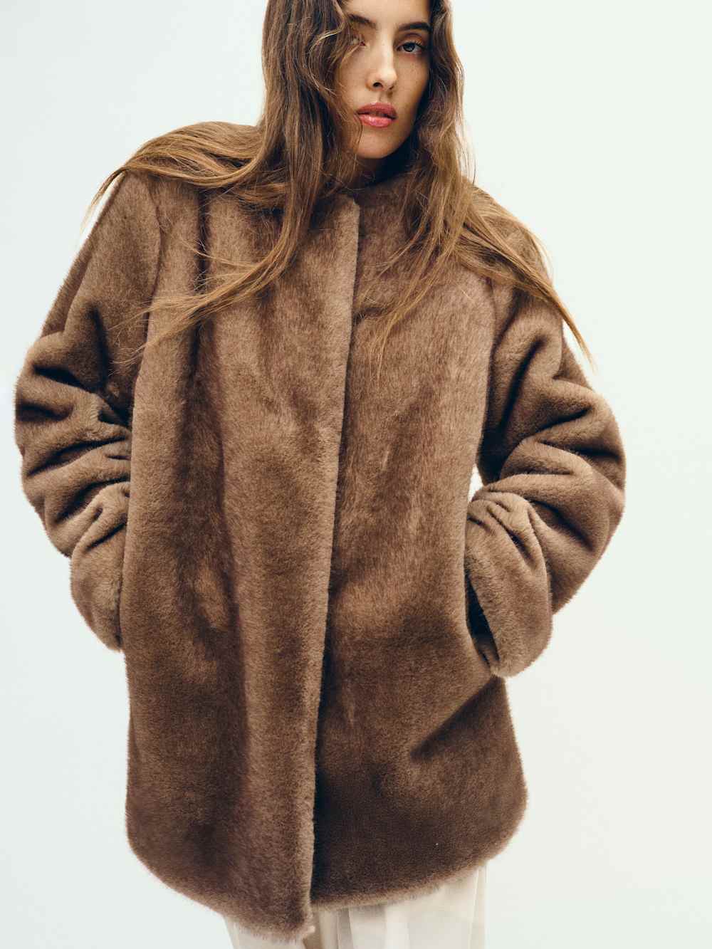 Devin Faux Fur Coat - Taupe