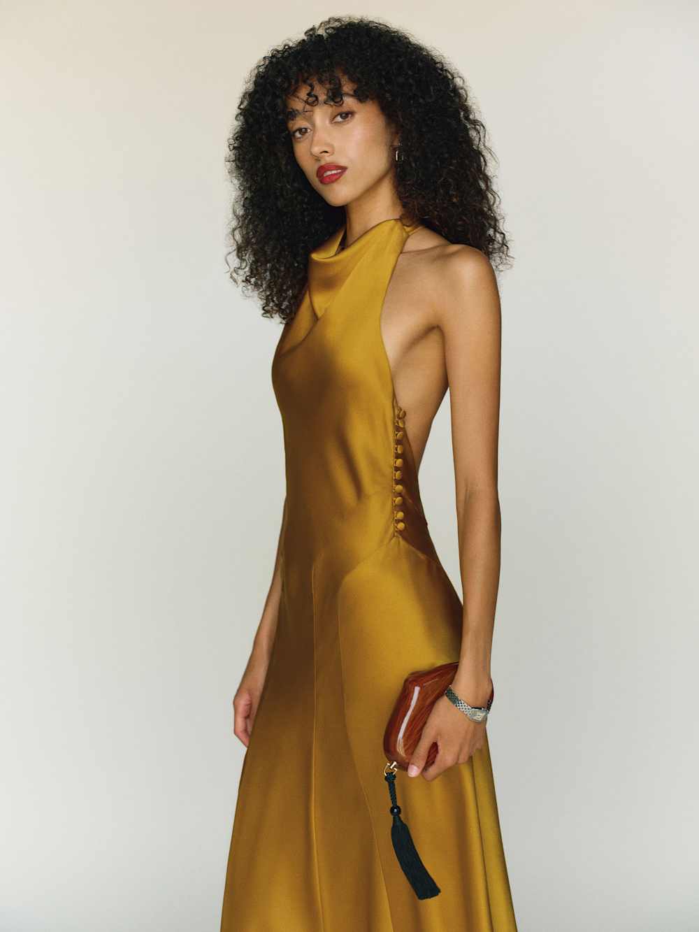 Kaylah Silk Dress - Honey Mustard