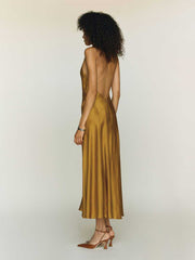 Kaylah Silk Dress - Honey Mustard