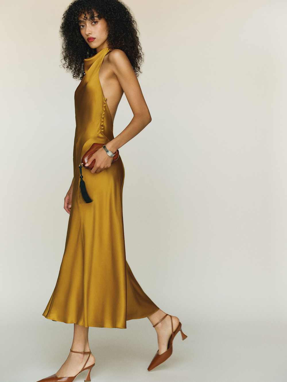 Kaylah Silk Dress - Honey Mustard