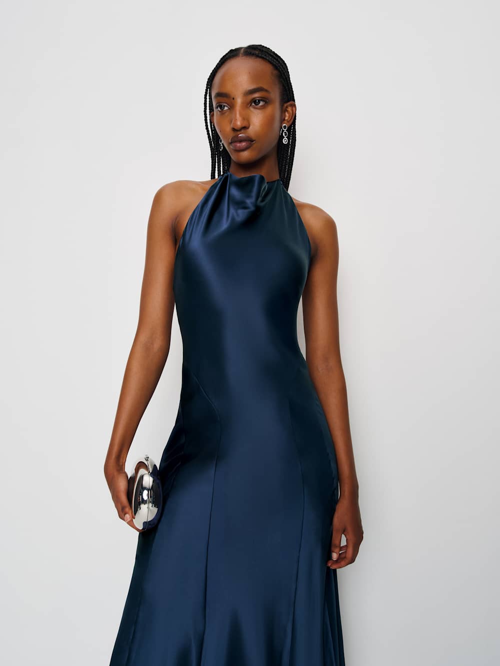 Kaylah Silk Dress - Navy