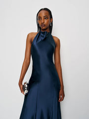 Kaylah Silk Dress - Navy