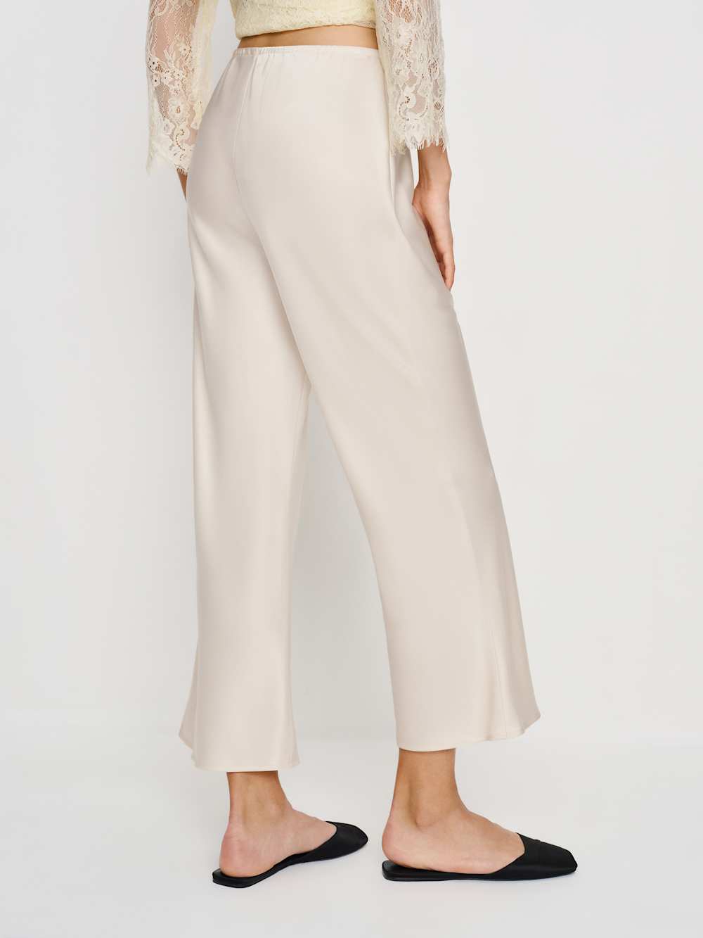Gale Satin Mid Rise Capri Pant - Almond