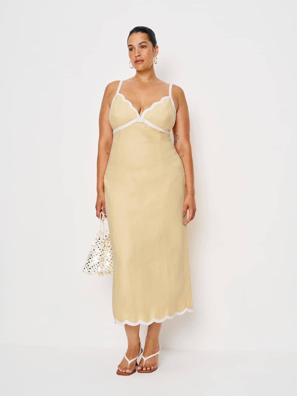 Sara Linen Dress Es - Parmesan