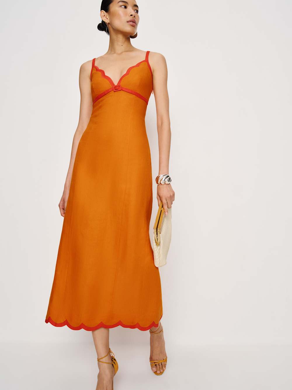 Petites Sara Linen Dress - Nectarine