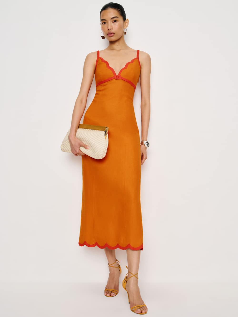 Petites Sara Linen Dress - Nectarine