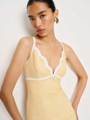 Petites Sara Linen Dress - Parmesan