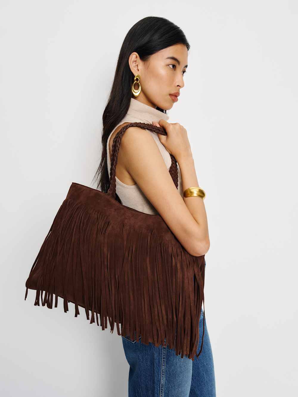 Luna Tote Bag - Espresso Suede