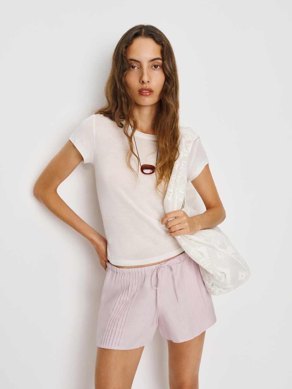 Hannah Linen Low Rise Short - Cherry Blossom