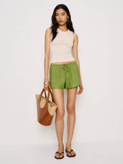 Hannah Linen Low Rise Short - Parrot