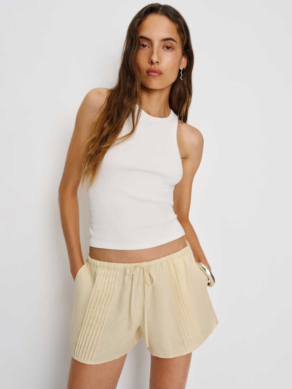 Hannah Linen Low Rise Short - Sugar