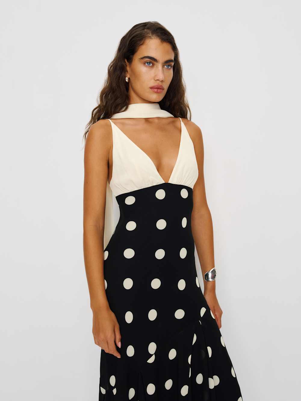Caprina Dress - Ivory And Moon Dot