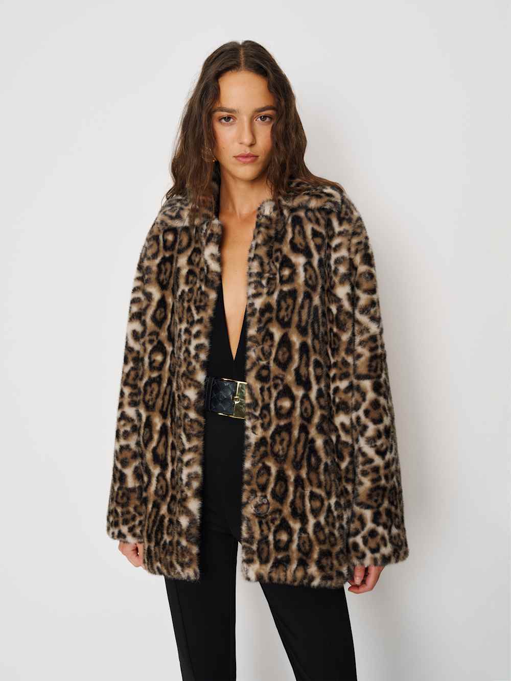 Sable Faux Fur Coat - Leopard