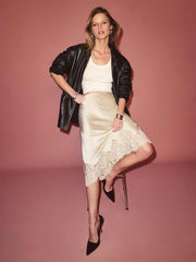 Petites Carolina Silk Skirt - Almond