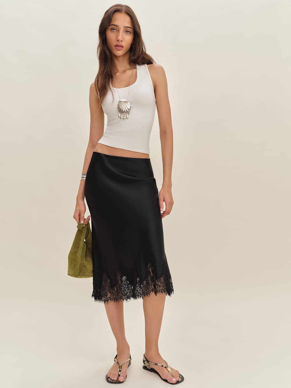 Petites Carolina Silk Skirt - Black