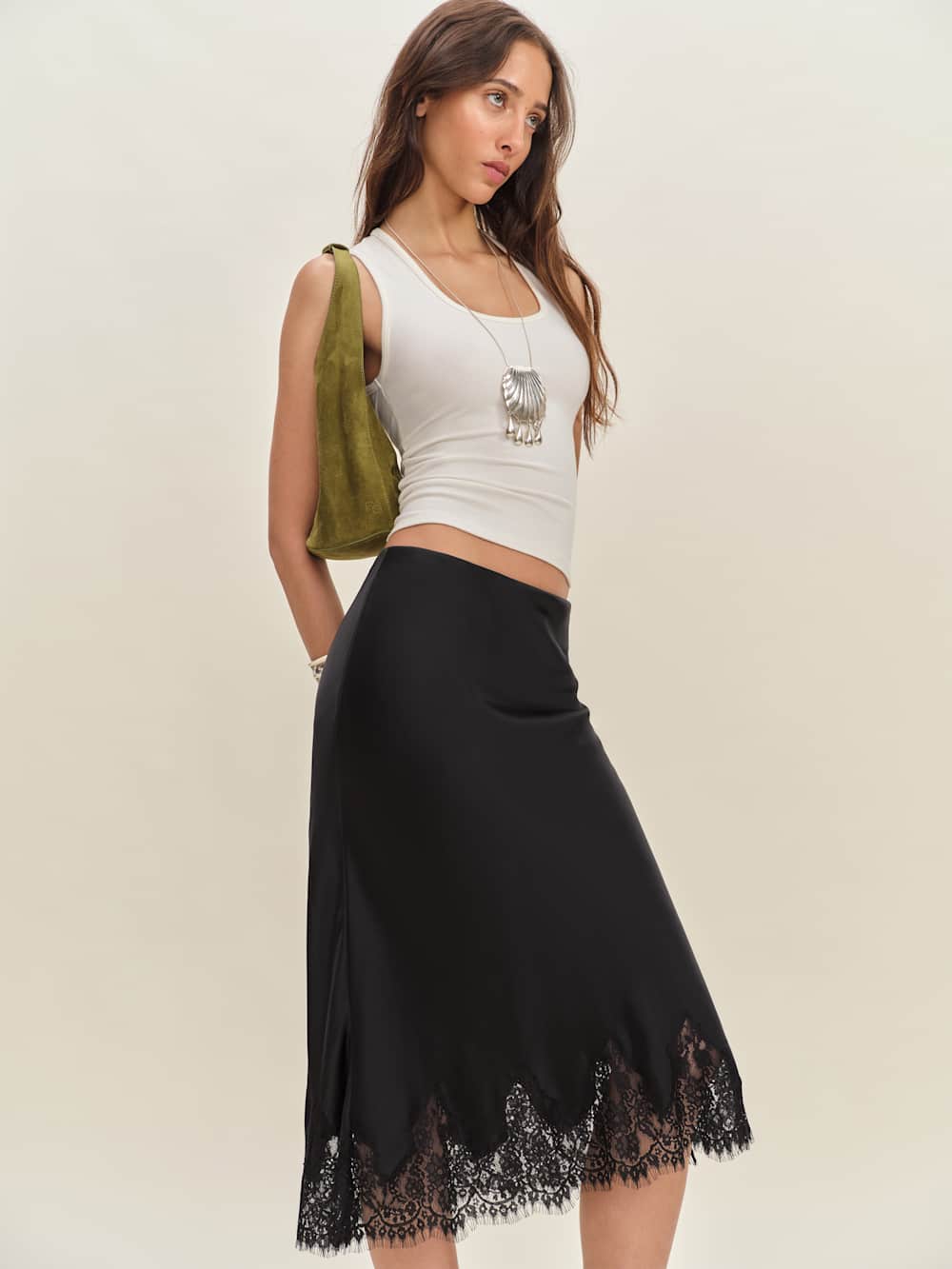 Petites Carolina Silk Skirt - Black