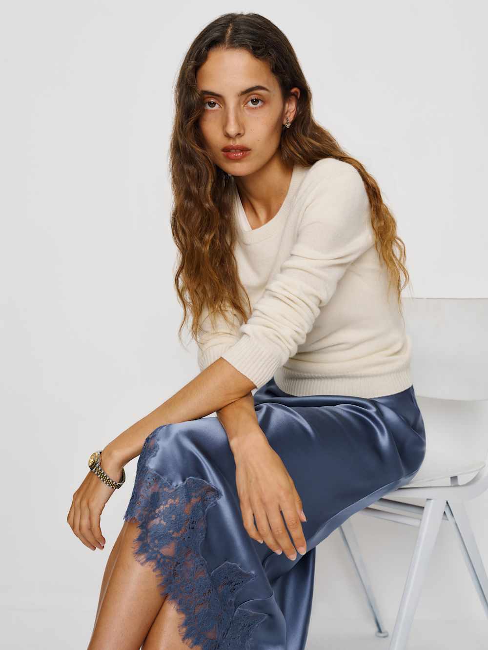 Petites Carolina Silk Skirt - Cornflower