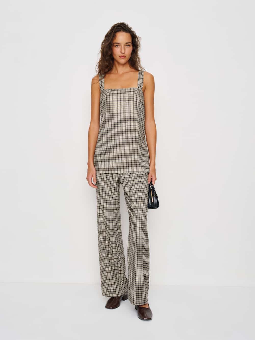 Kristen Two Piece - Beige And Black Check