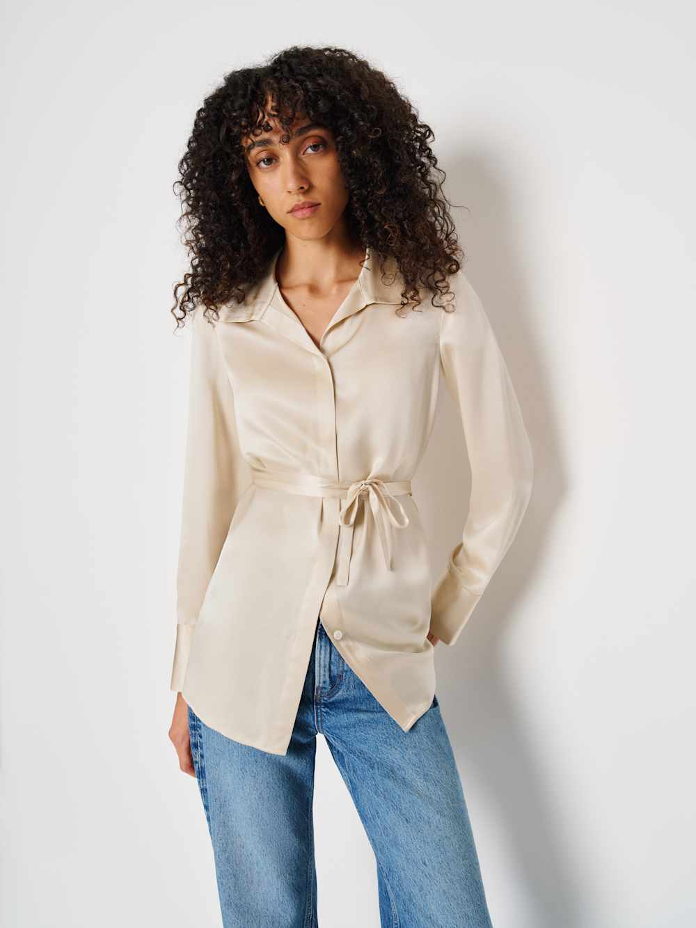 Camilla Silk Top - Almond