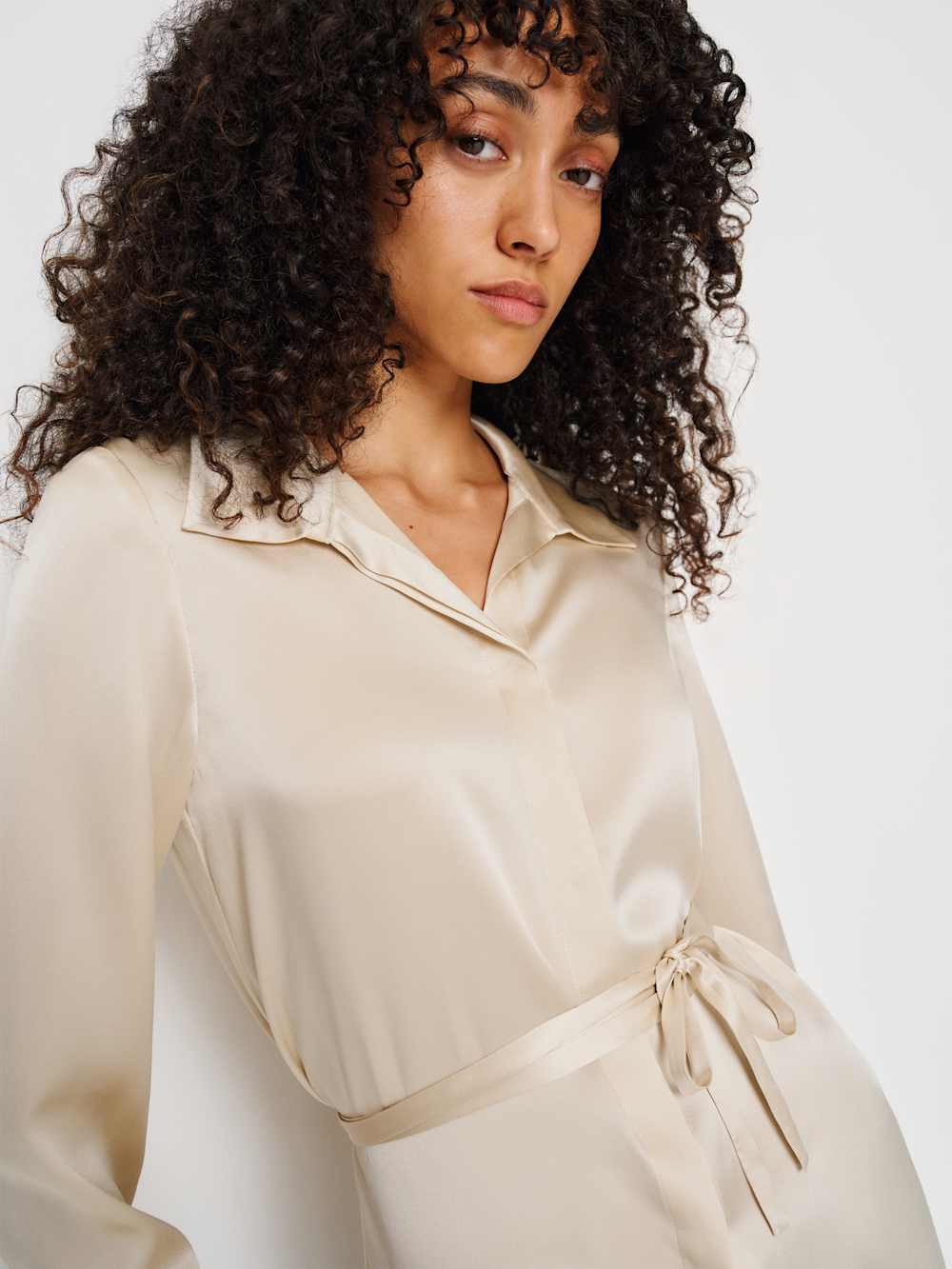Camilla Silk Top - Almond
