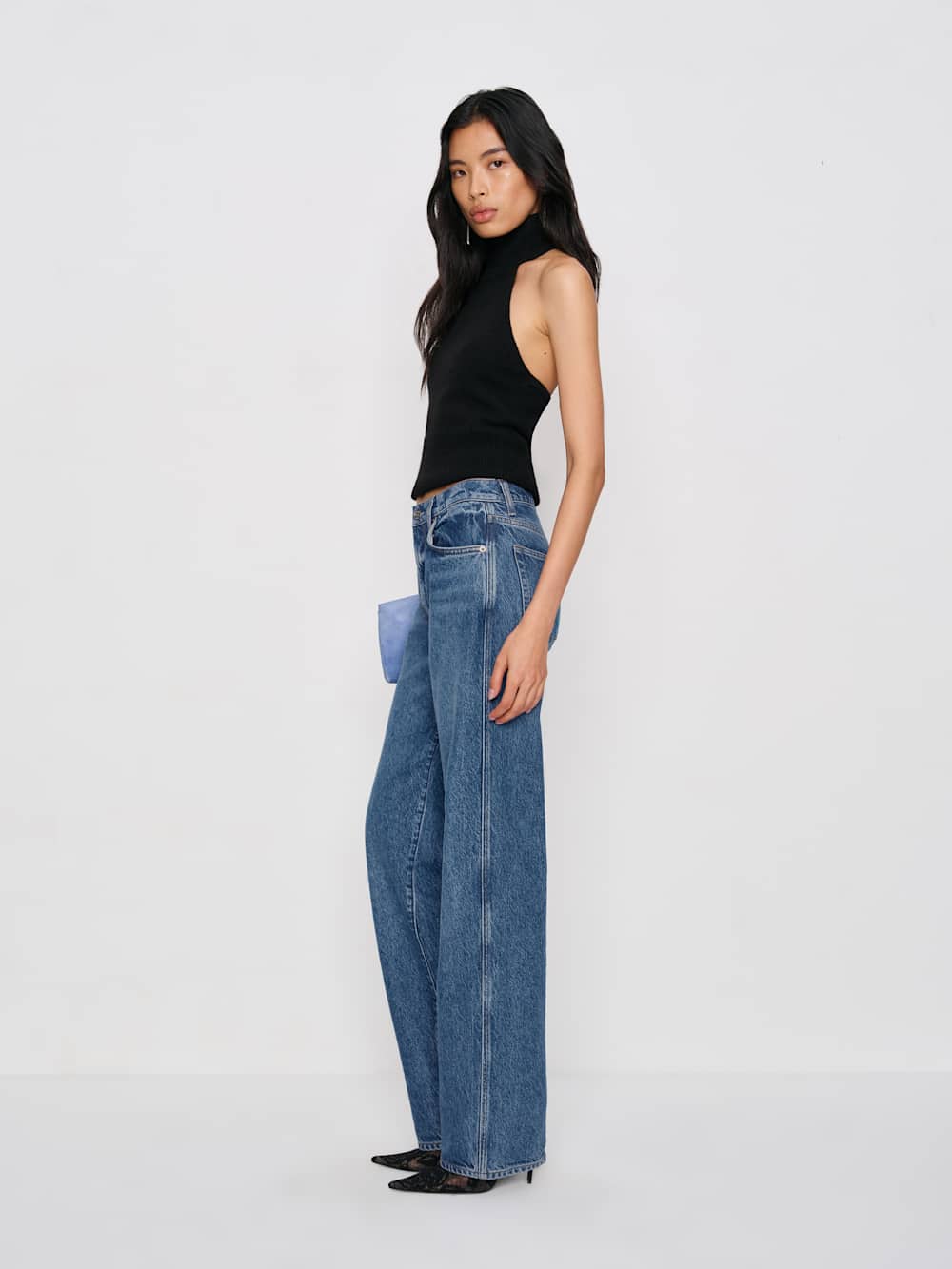 Val 90s Mid Rise Straight Long Jeans - Pelican