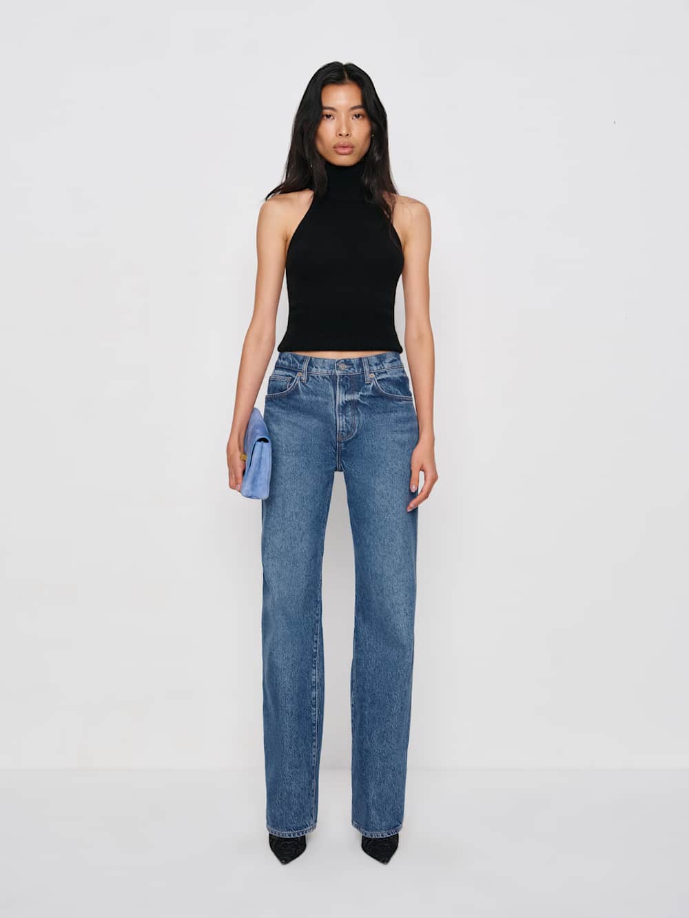 Val 90s Mid Rise Straight Short Jeans - Pelican