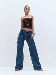 Cary Low Rise Slouchy Wide Leg Short Jeans - Cleary