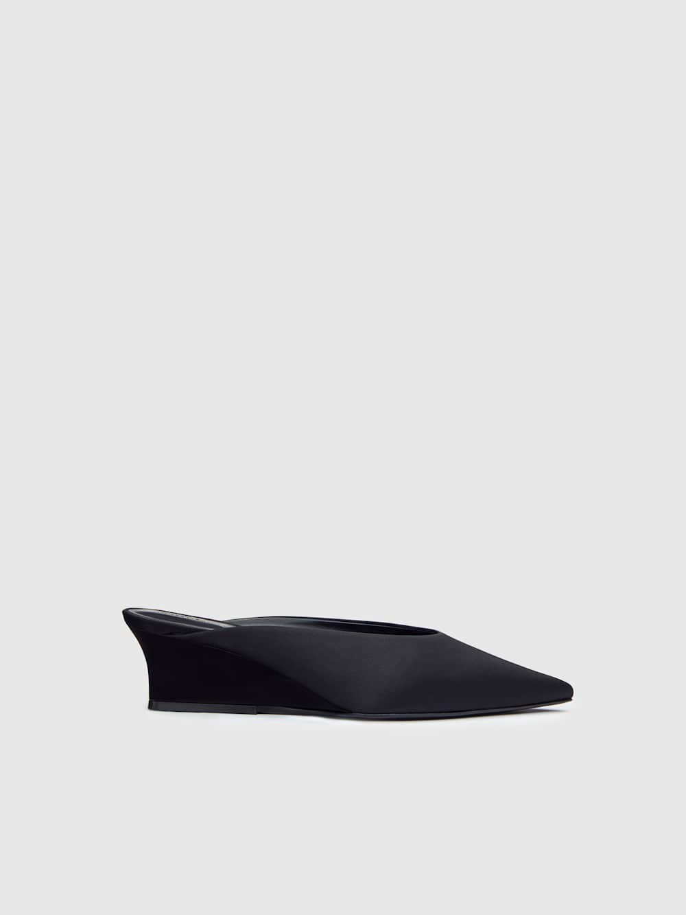 Marilyn Wedge Mule - Black Satin