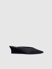 Marilyn Wedge Mule - Black Satin