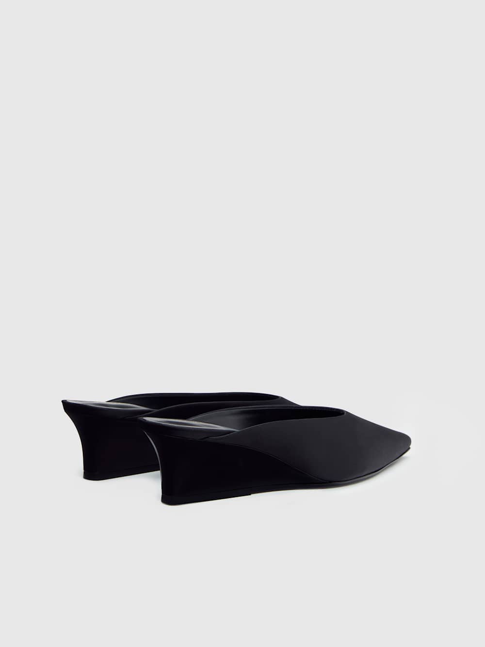 Marilyn Wedge Mule - Black Satin
