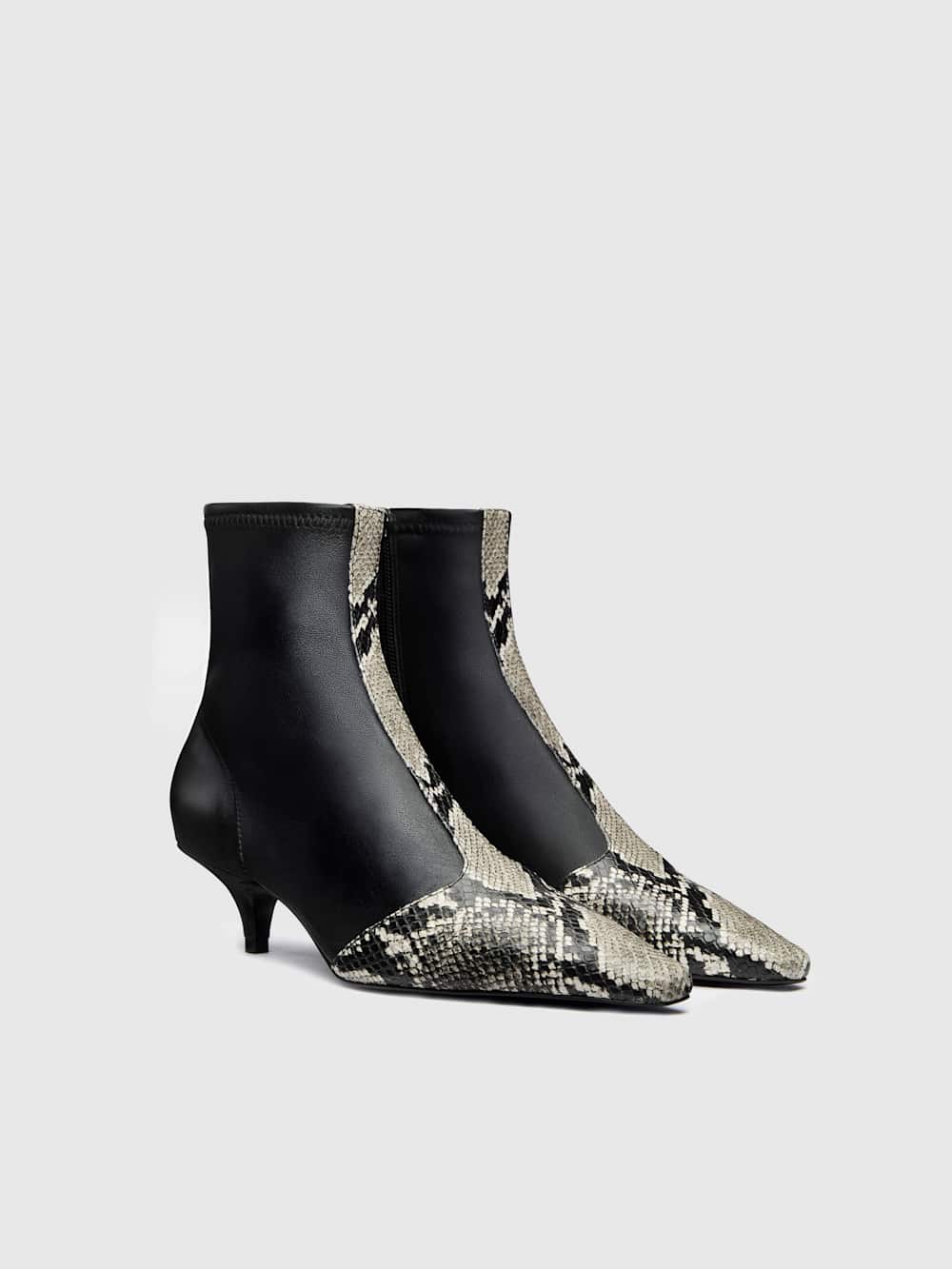 Robbie Ankle Boot - Black Snake Stretch