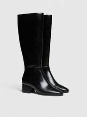 Gilly Knee Boot - Black Leather