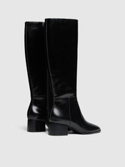 Gilly Knee Boot - Black Leather