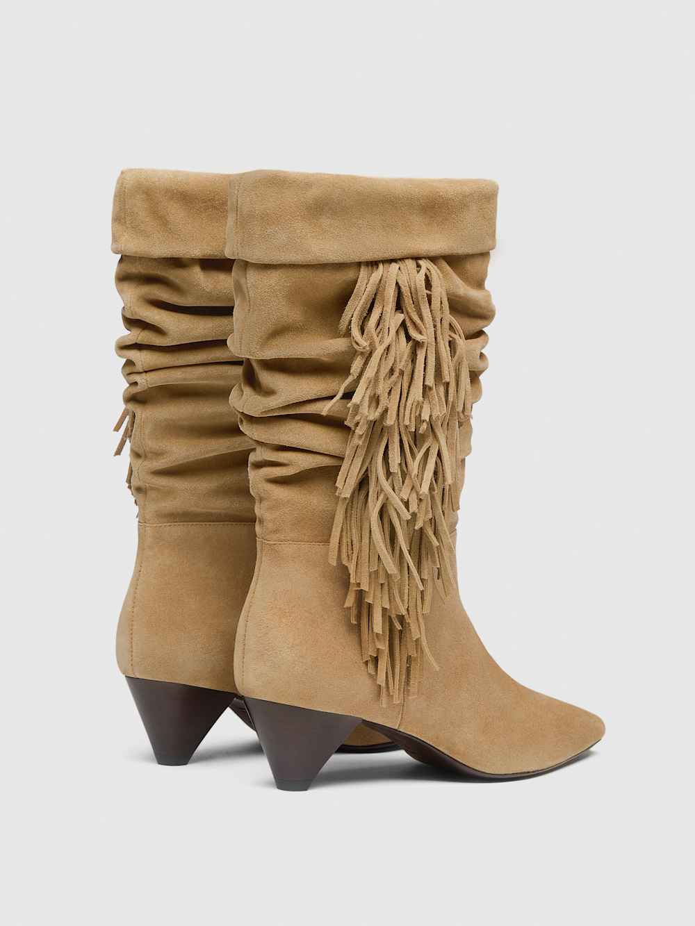 Davina Slouch Boot - Hazel Suede Fringe