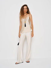 Lila Silk Top - Almond