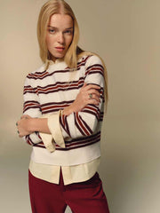 Nikki Cashmere Crew - Gossamer Multi Stripe