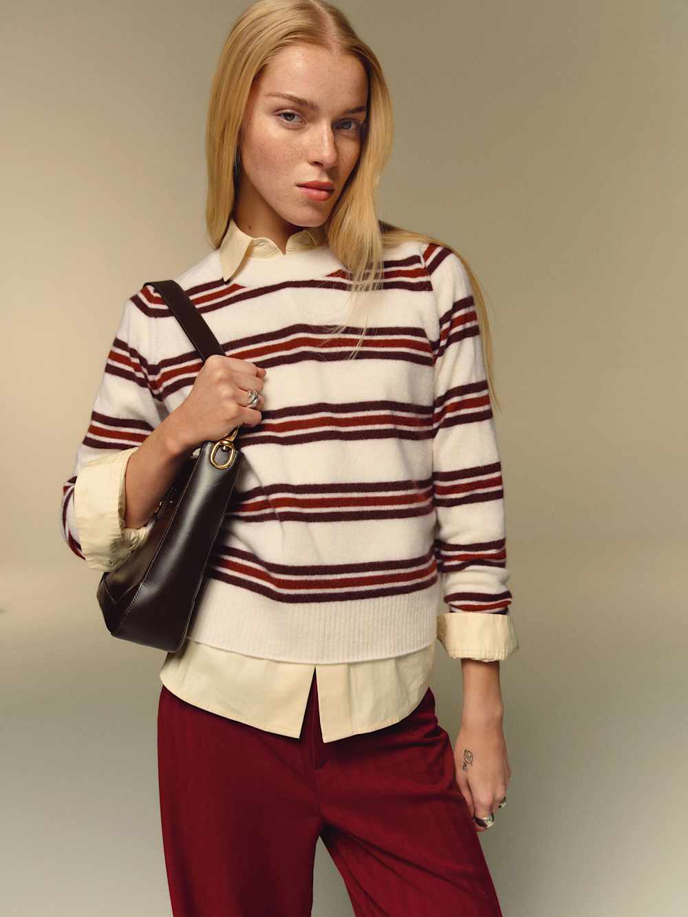 Nikki Cashmere Crew - Gossamer Multi Stripe